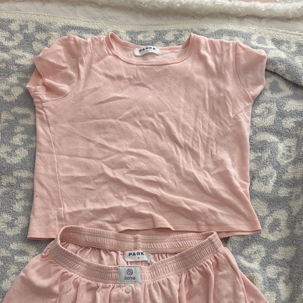 Pink PARKE Short Sleeve Top and Bottom Set